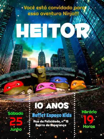 Invite Red Ninja Turtle editable and customizable