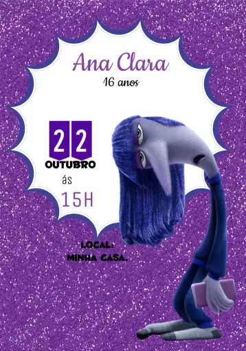 Convite Tedium Fun Mind 2 Teen para children's and teenage birthday. – tema birthday (purple, lilac, navy blue, glittery, fun, themed)