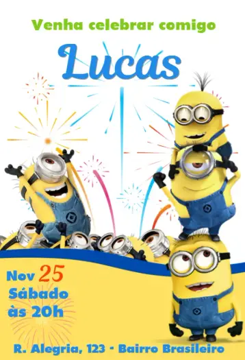 Convite Meu Malvado Favorito editável e personalizável