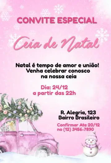Convite Ceia de Natal para ceia de natal – tema cartão (natalino, dourado, vermelho e verde, vintage, minimalista, festivo)