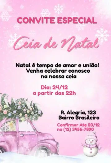 Convite Ceia de Natal para ceia de natal – tema cartão (natalino, dourado, vermelho e verde, vintage, minimalista, festivo)