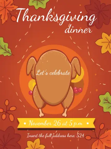 Invitación Thanksgiving Naranja editable y personalizable