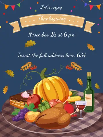 Convite Thanksgiving Love para fiesta de acción de gracias con amigos y familiares. – tema fechas conmemorativas (colores cálidos, moderno, familiar, festivo, gráficos de pavo)