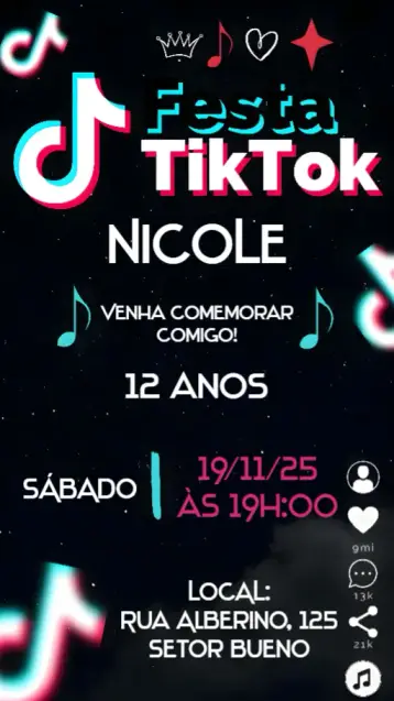 Invite Tik Tok editable and customizable