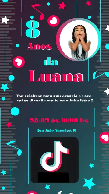 Invite Tik Tok With Blue Photo editable and customizable