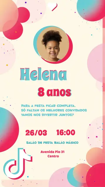 Invite Tik Tok With Pink Photo editable and customizable