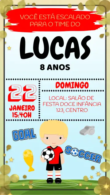 Invitación Equipo de Fútbol Navideño editable y personalizable