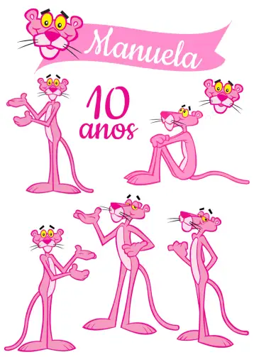 Convite Topo Bolo Pantera Cor De Rosa para aniversário infantil – tema cumpleaños infantil (colores vibrantes, ilustraciones divertidas, estilo lúdico, diseño colorido, elementos gráficos infantiles)