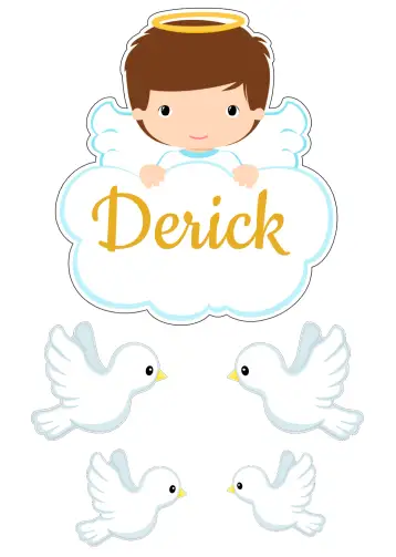 Convite Topo De Bolo Batizado Branco para batizado de crianças e eventos religiosos. – tema topo de bolo (branco, azul, anjo, minimalista, delicado, sagrado)