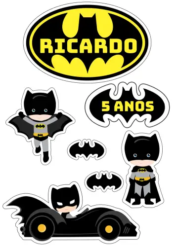 Convite Topo De Bolo Batman para aniversário infantil com tema de super-heróis. – tema topo de bolo (cores vibrantes, estilo moderno, elementos gráficos de super-heróis, design divertido, inspirado em quadrinhos)