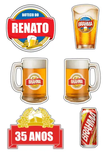 Convite Topo De Bolo Brahma Caneca para birthday and themed parties. – tema most searched for (colorful, fun, themed, modern, festive)