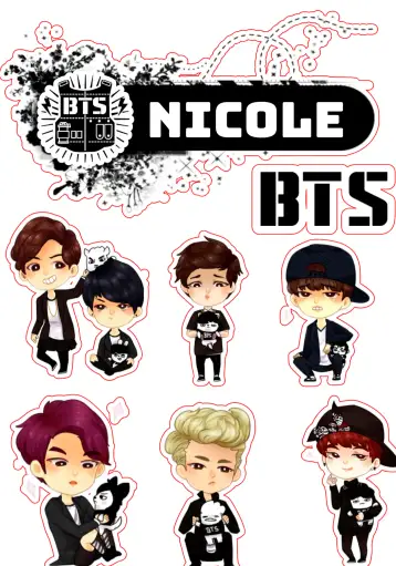 Convite Bts Cute White Cake Topper para children's birthday or themed party. – tema cake topper (charming, contemporary, black and white, Youthful, fun, themed)