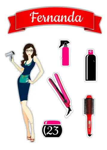 Invite Hairdresser Brush Cake Topper editable and customizable