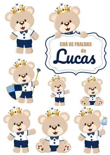 Invite Topo De Bolo Chá Fraldas Ursinho Príncipe Babytea editable and customizable