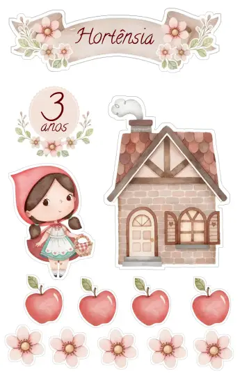 Invite Topo De Bolo Chapeuzinho Vermelho Aquarela editable and customizable