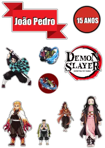 Invitación Topo De Pastel Demon Slayer Samurai editable y personalizable