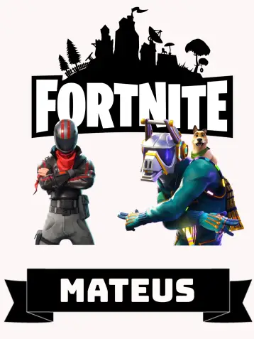 Invite Fortnite Boy Cake Topper editable and customizable