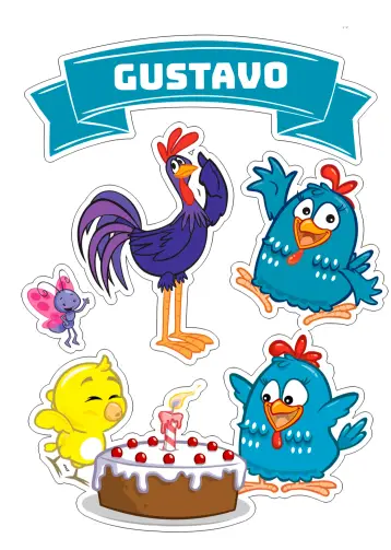 Convite Topo De Bolo Galinha Pintadinha Imprimir editável e personalizável