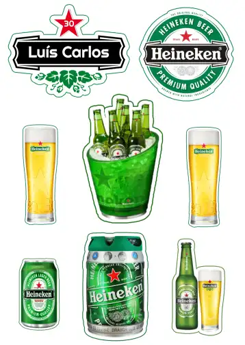 Convite Topo De Bolo Heineken Preto editável e personalizável