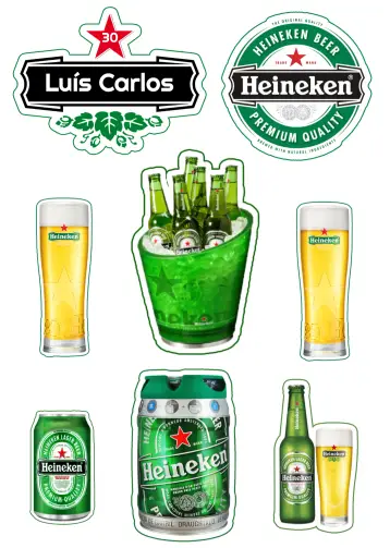 Convite Topo De Bolo Heineken Preto para aniversário de fãs de cerveja e festas temáticas. – tema topo de bolo (moderno, temático, colorido, divertido, celebração)
