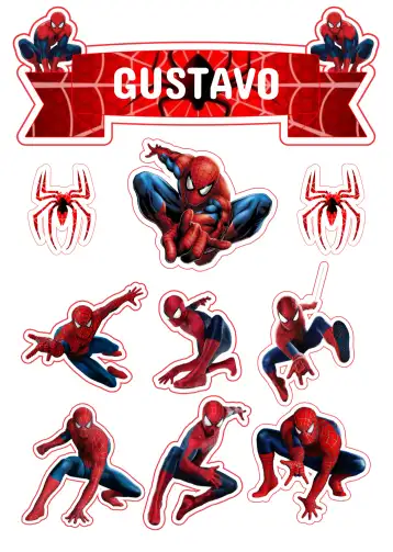 Convite Topo De Bolo Homem Aranha Imprimir editável e personalizável