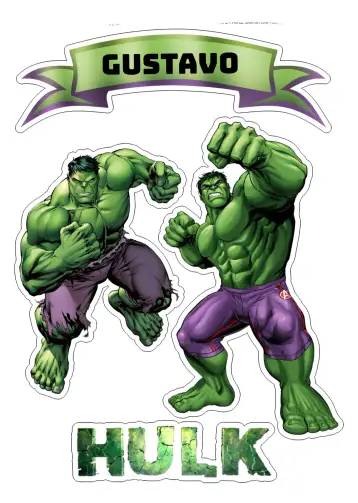Convite Top Hulk White Cake Topper para children's birthday with superheroes theme. – tema cake topper (superhero-themed, colorful, themed, fun-filled, child-friendly)