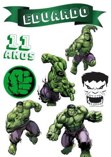 Invitación Topo De Bolo Hulk Vengadores editable y personalizable