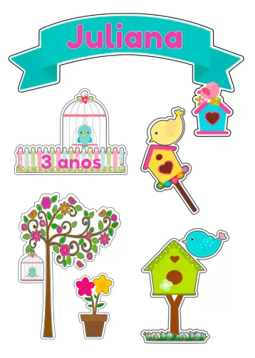 Convite Topo De Bolo Jardim Encantado Print para children's birthday with an enchanted garden theme. – tema cake topper (garden, fantasy-themed, colorful, magical, playful, floral)