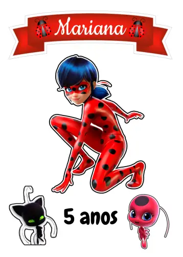 Convite Topo De Bolo Ladybug Joaninha para aniversário infantil e festas temáticas. – tema topo de bolo (vermelho, divertido, colorido, infantil, temática, alegre)