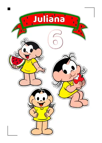 Convite Topper de Pastel Magali Mónica para cumpleaños infantiles y fiestas temáticas. – tema topper de torta (colorido, divertido, infantil, animado, temático)