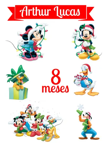 Convite Topo De Bolo Mickey E Minnie Natal Turma para festa de natal infantil. – tema datas comemorativas (colorido, divertido, temático, festivo, infantil, Disney)