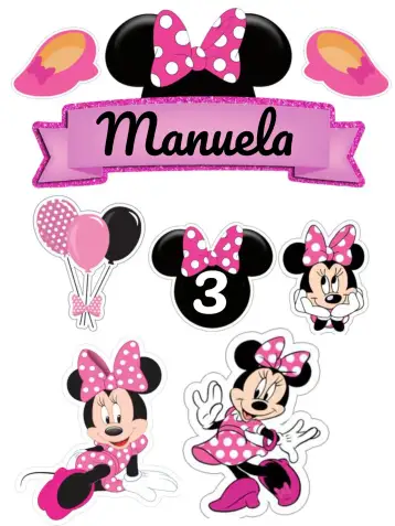 Convite Topo De Bolo Minnie Mouse Imprimir para aniversário infantil com tema da minnie mouse. – tema topo de bolo (rosa, glitter, feminino, divertido, temático, infantil)