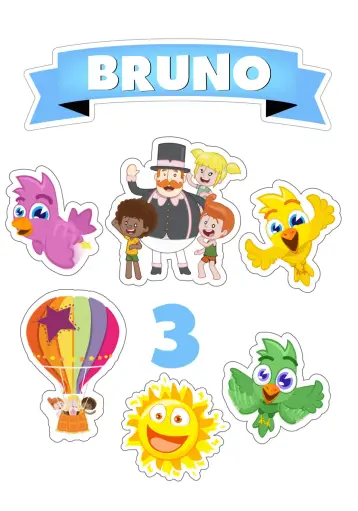 Convite Topo De Bolo Mundo Bita Editável para aniversário infantil – tema topo de bolo (colorido, divertido, infantil, animado, temático, brincalhão)