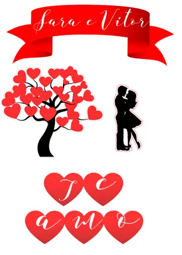 Convite Topo De Bolo Namorados Branco editável e personalizável