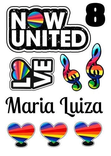 Invitación Topper de Pastel Now United Colorido editable y personalizable