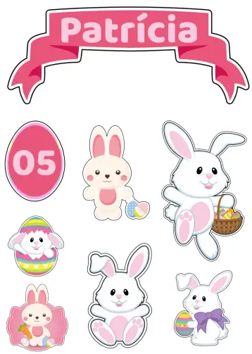 Invite Easter Bunny Cake Topper editable and customizable