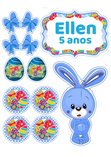 Convite Topo de Pastel Pascua Colorido para fiesta de pascua – tema topper de torta (colorido, divertido, alegre, Pascua, temático, infantil)