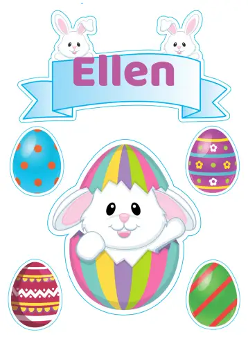 Convite Topo De Pastel Pascua para fiesta de pascua. – tema topper de torta (colorido, festivo, alegre, temático, divertido)