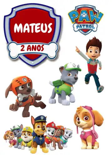 Convite Topo De Bolo Patrulha Canina Everest editável e personalizável