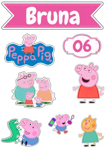 Convite Topo De Bolo Peppa Pig Gato editável e personalizável