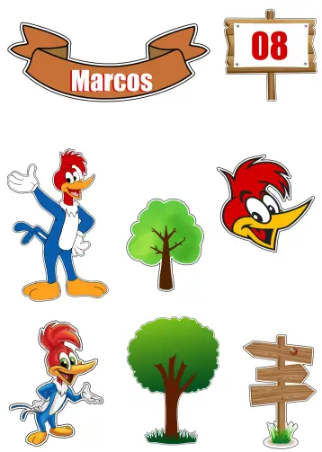 Invitación Topo De Bolo Pica Pau Marrón editable y personalizable