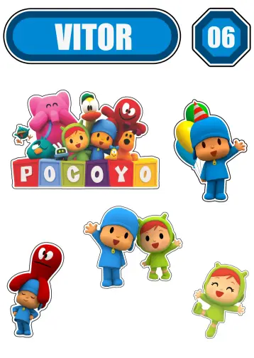 Convite Topo De Bolo Pocoyo Polvo editável e personalizável