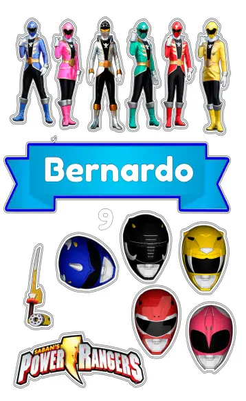 Invite Power Rangers Cake Topper Print editable and customizable
