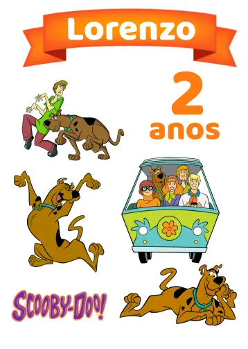 Convite Topo De Bolo Scooby Doo editável e personalizável