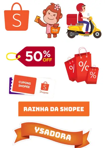 Convite Topo De Bolo Shopee Colorido para festa temática e aniversários infantis. – tema topo de bolo (colorido, divertido, moderno, inspirado em compras, alegre, temático)
