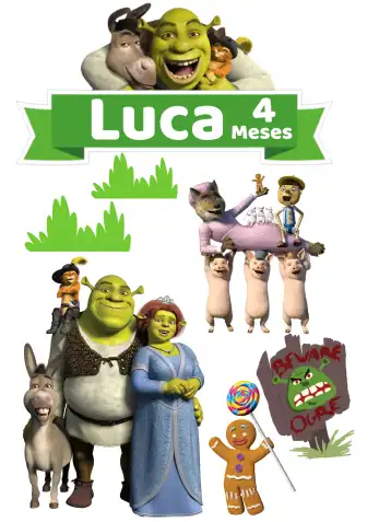 Convite Topo De Bolo Shrek editável e personalizável