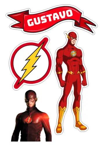 Convite Topo De Bolo The Flash Colorido para aniversário infantil com tema de super-heróis. – tema topo de bolo (colorido, super-herói, moderno, divertido, infantil, dinâmico)