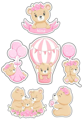 Invite Topo De Bolo Ursinha Baloeira Bexiga editable and customizable