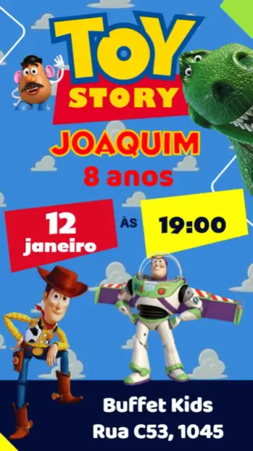 Convite Toy Story editável e personalizável