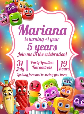 Invite Fini Sweets Candy editable and customizable